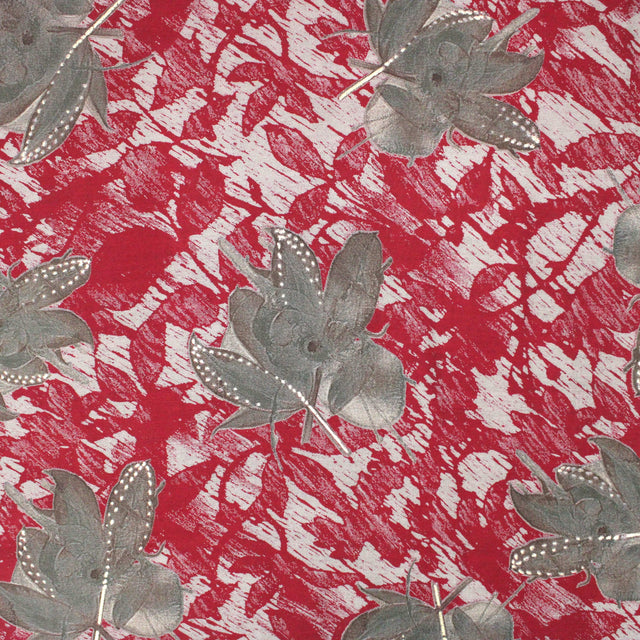 Pound A Metre 3 Metres Digital Print Roman Silk- 45" Wide (Red Leaf)