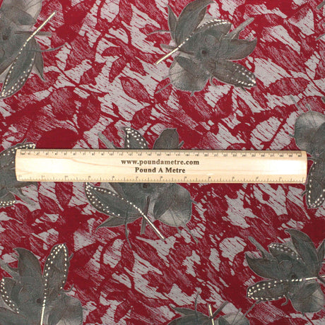Pound A Metre 3 Metres Digital Print Roman Silk- 45" Wide (Red Leaf)