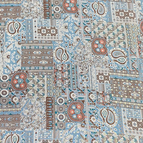 Pound A Metre 3 Metres Digital Print Roman Silk- 45" Wide (Sky Flower) (EOL)