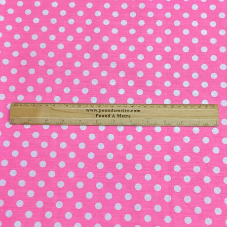 Pound A Metre 3 Metre 3 Metres Dressmaking Poly-Cotton - 45" wide (Pink Polka)