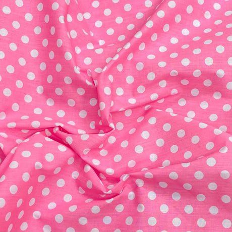Pound A Metre 3 Metre 3 Metres Dressmaking Poly-Cotton - 45" wide (Pink Polka)
