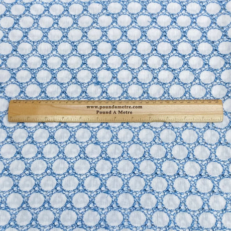 Pound A Metre Blue & White / 3 Metre 3 Metres Embroidery Anglaise Effect Jersey 55" Wide (Embroidery) (EOL)