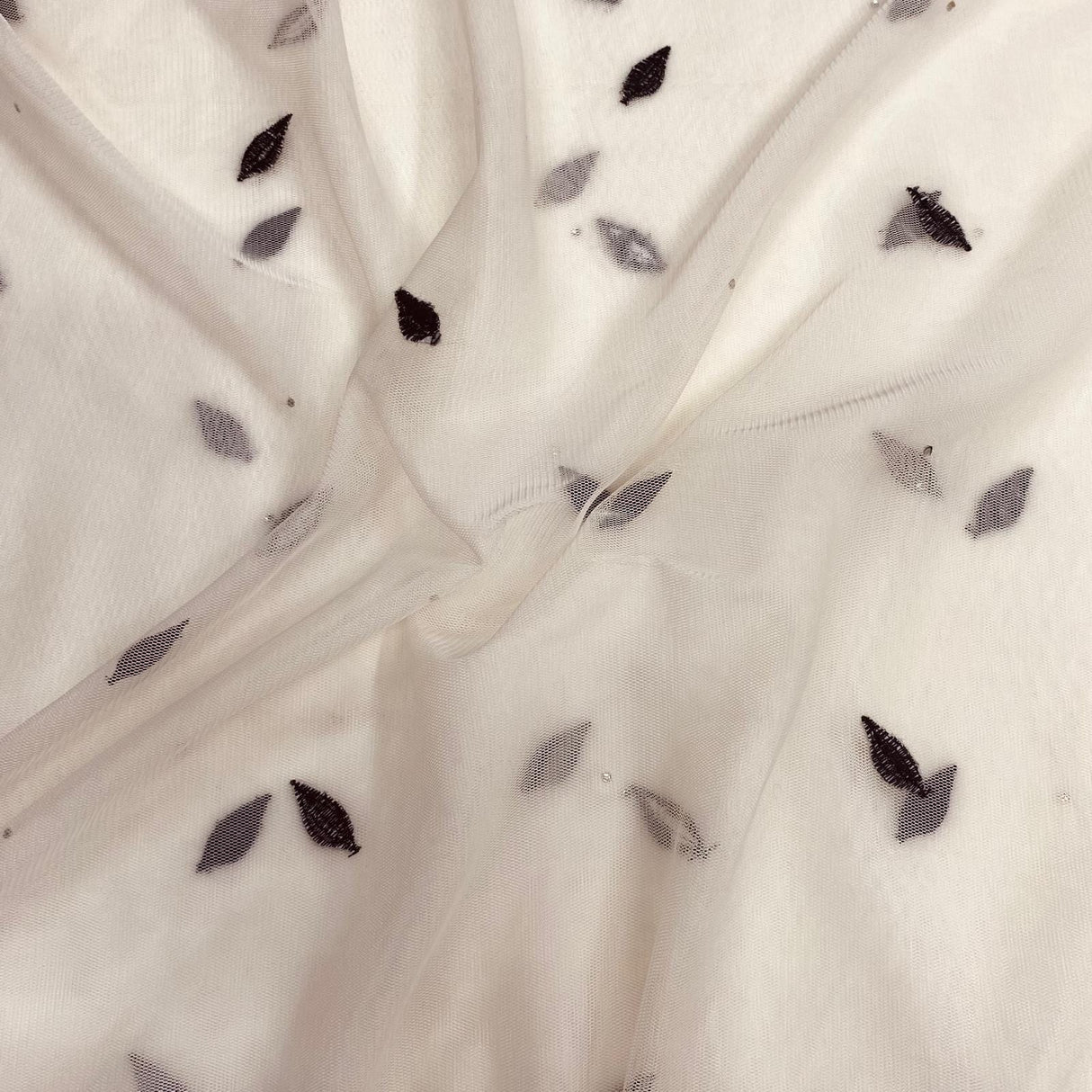 Pound A Metre 3 Metres Embroidery Stretch Mesh Fabric 45" Wide (Beige & Black)