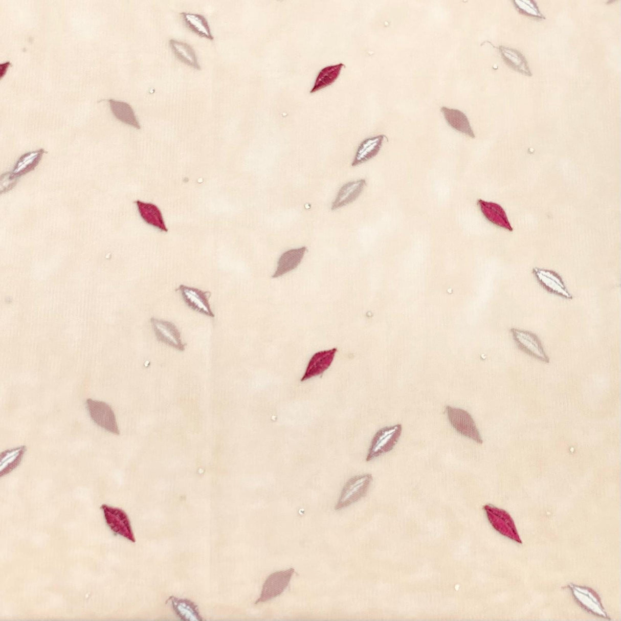 Pound A Metre 3 Metres Embroidery Stretch Mesh Fabric 45" Wide (Beige & Wine)