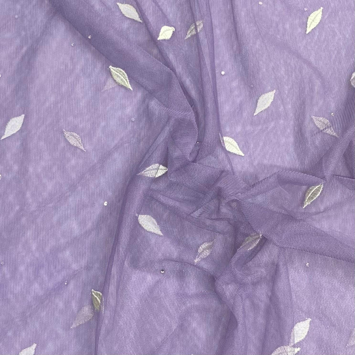 Pound A Metre 3 Metres Embroidery Stretch Mesh Fabric 45" Wide (Lilac & White)