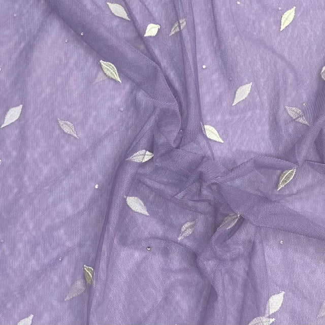 Pound A Metre 3 Metres Embroidery Stretch Mesh Fabric 45" Wide (Lilac & White)