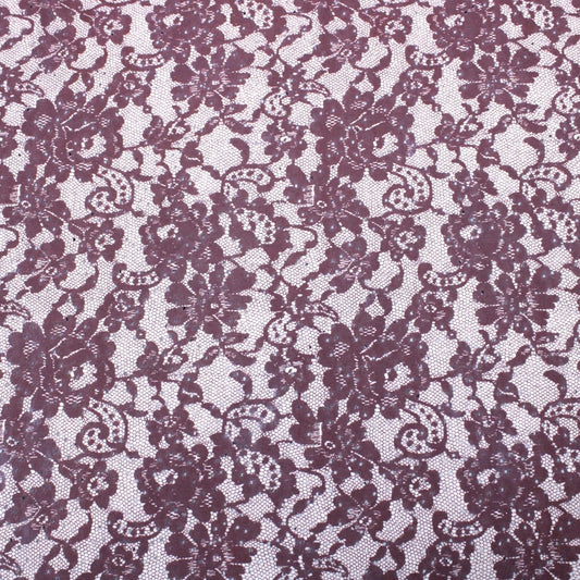 3 Metres Floral Print Cut-Out Net Jersey 55” Wide (Mauve On White) - Pound A Metre