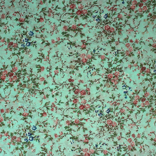 3 Metres Floral Printed Crepe Chiffon- 55" Wide (Pastel Green Ditsy) - Pound A Metre