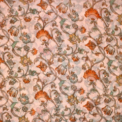 3 Metres Floral Printed Crepe Chiffon- 55" Wide (Peach Baroque) - Pound A Metre