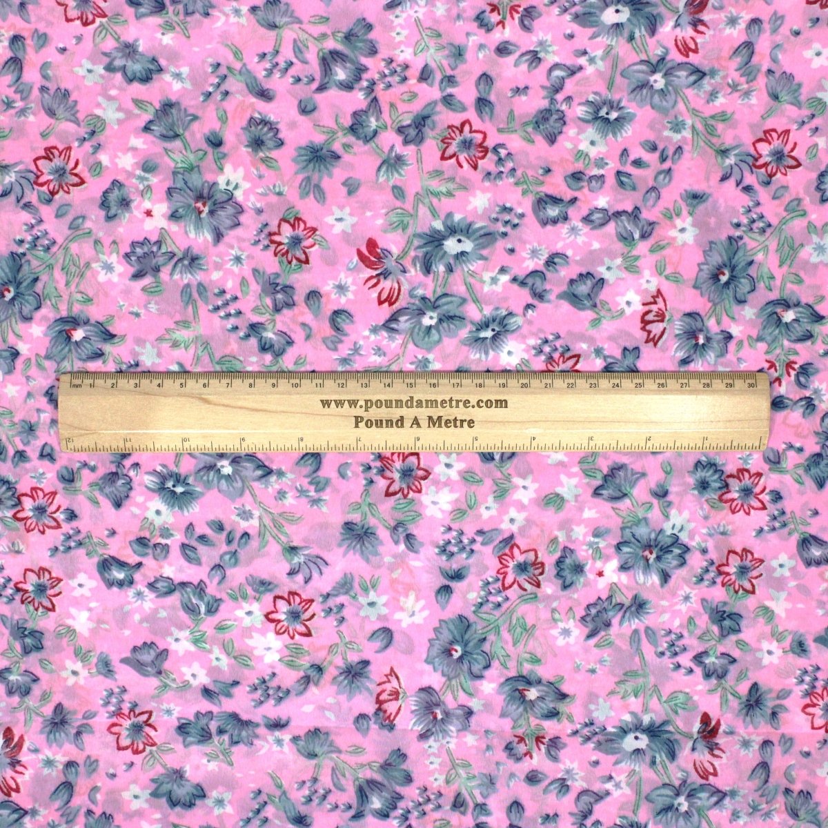 3 Metres Floral Printed Crepe Chiffon- 55" Wide (Pink & Blue) - Pound A Metre