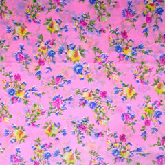 3 Metres Floral Printed Crepe Chiffon- 55" Wide (Pink Petals) - Pound A Metre