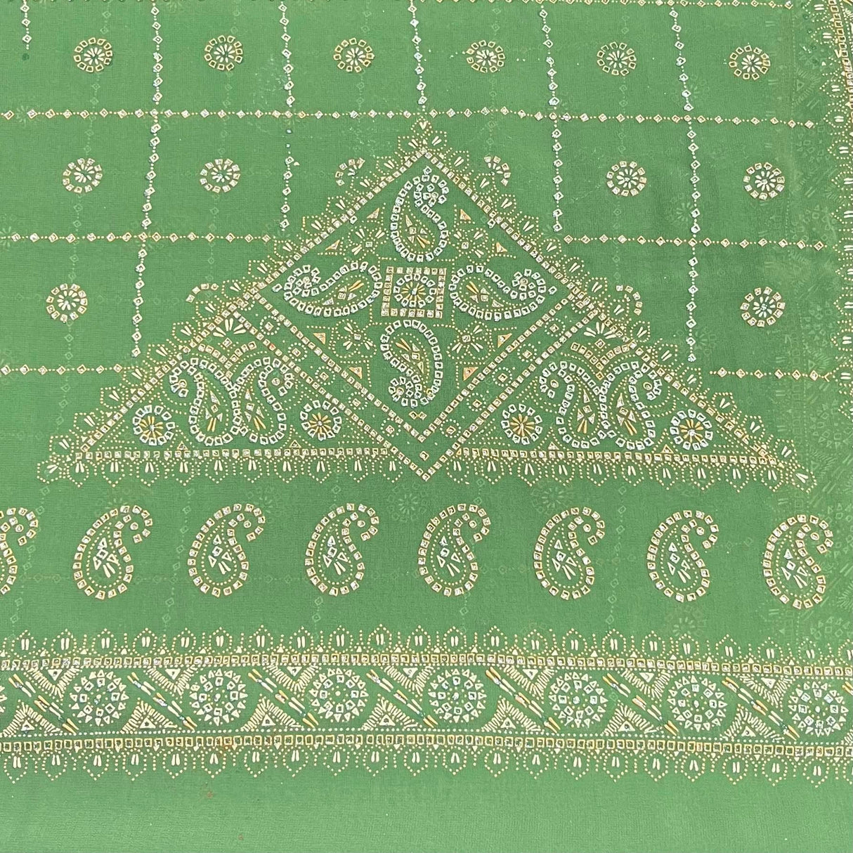Pound A Metre 3 Metres Foil Design Chiffon Fabric – 45" Wide (Green)