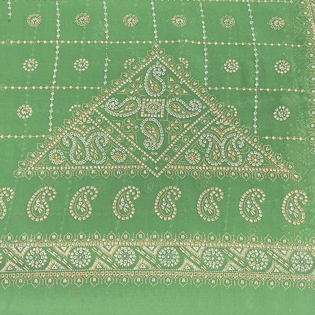 Pound A Metre 3 Metres Foil Design Chiffon Fabric – 45" Wide (Green)