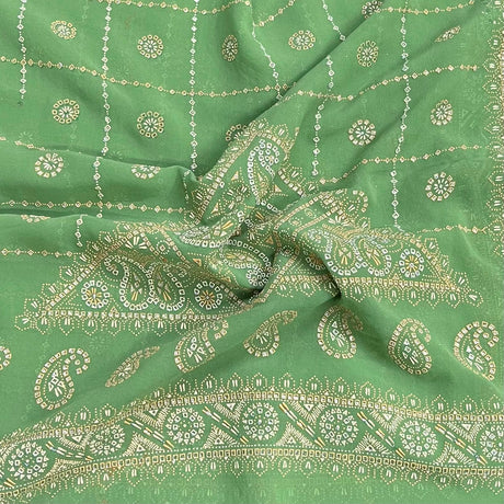Pound A Metre 3 Metres Foil Design Chiffon Fabric – 45" Wide (Green)