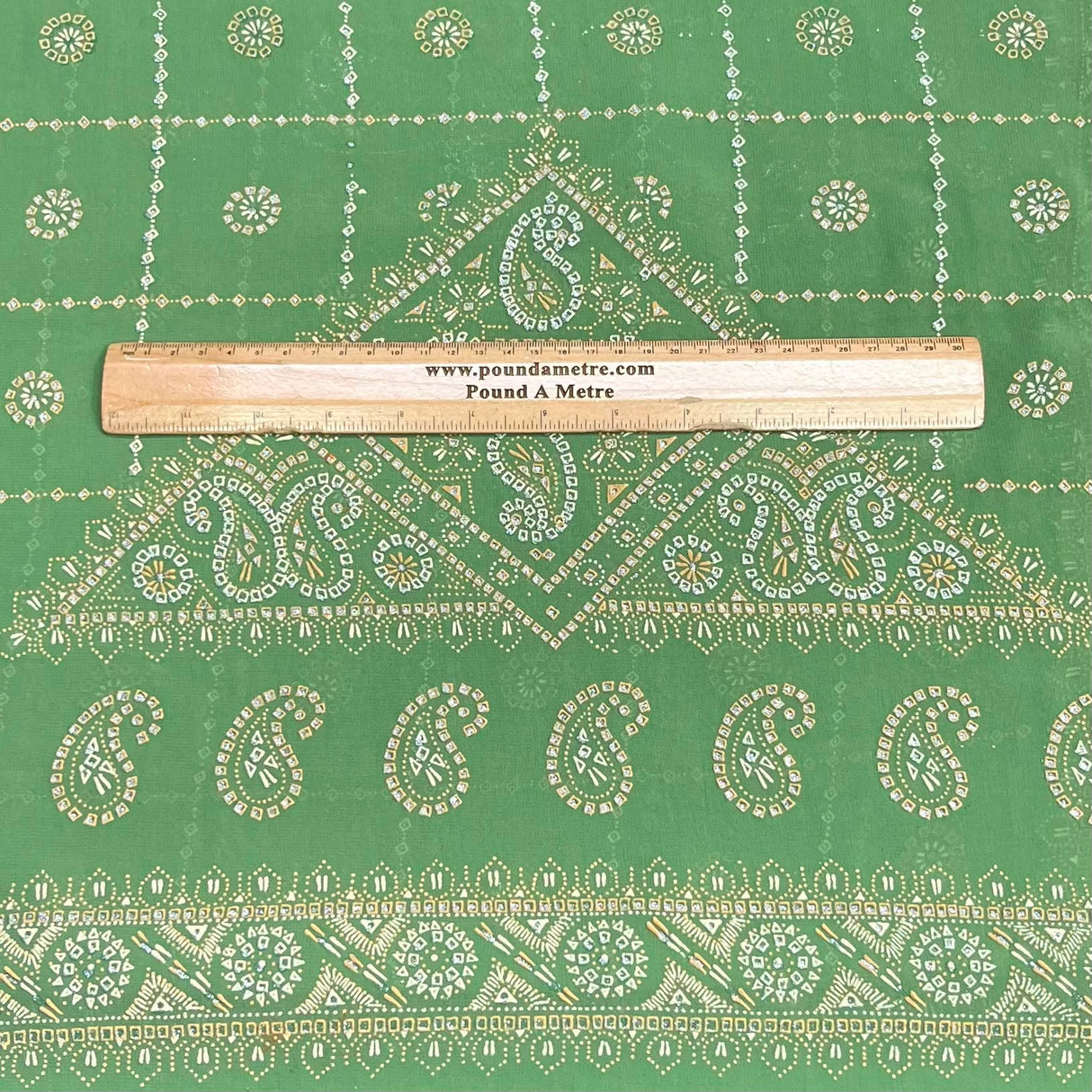 Pound A Metre 3 Metres Foil Design Chiffon Fabric – 45" Wide (Green)