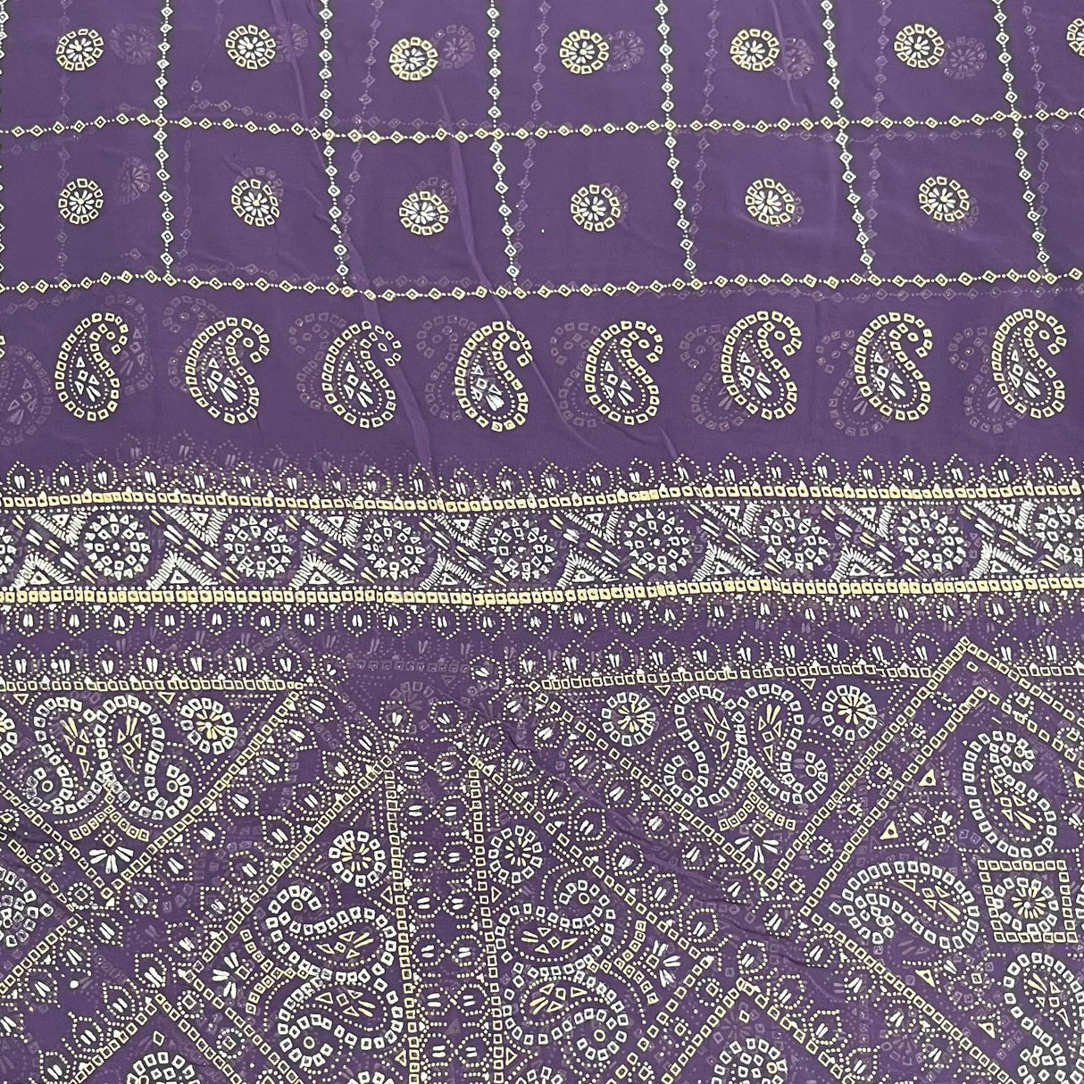 Pound A Metre 3 Metres Foil Design Chiffon Fabric – 45" Wide (Purple)