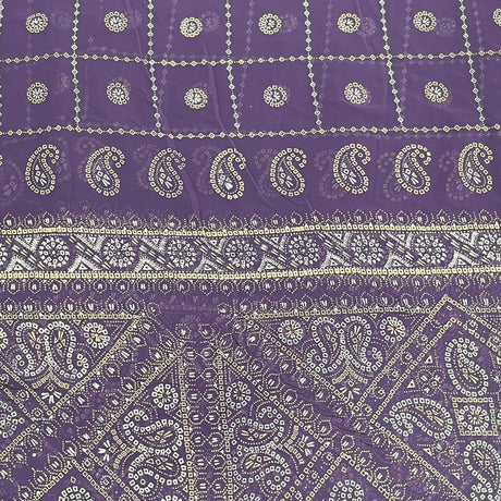Pound A Metre 3 Metres Foil Design Chiffon Fabric – 45" Wide (Purple)