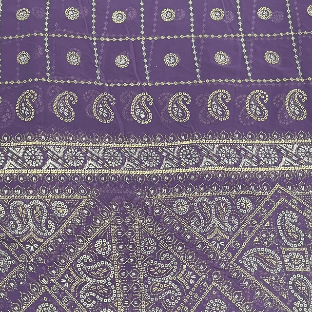Pound A Metre 3 Metres Foil Design Chiffon Fabric – 45" Wide (Purple)