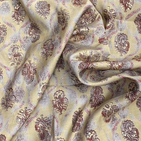 Pound A Metre 3 Metres Gold Foil Polyester Silk Fabric- 45" Wide (Gold)