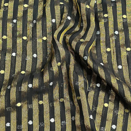 Pound A Metre 3 Metres Gold Foil Tissue Fabric – 45" Wide (Black & Gold)