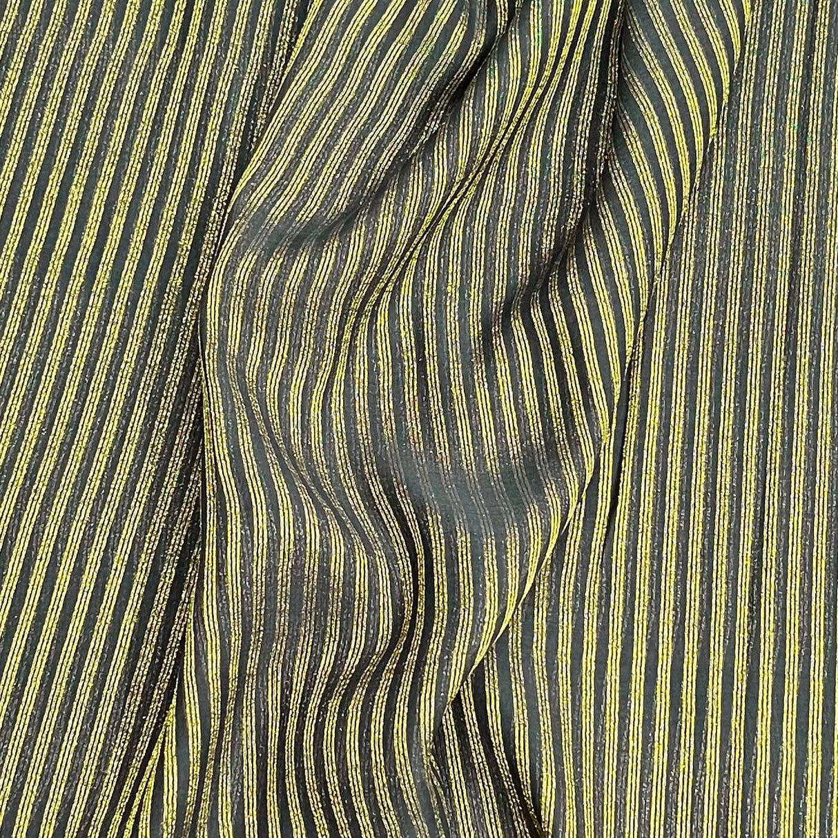 Pound A Metre 3 Metres Gold Foil Tissue Fabric – 45" Wide (Black Stripes)