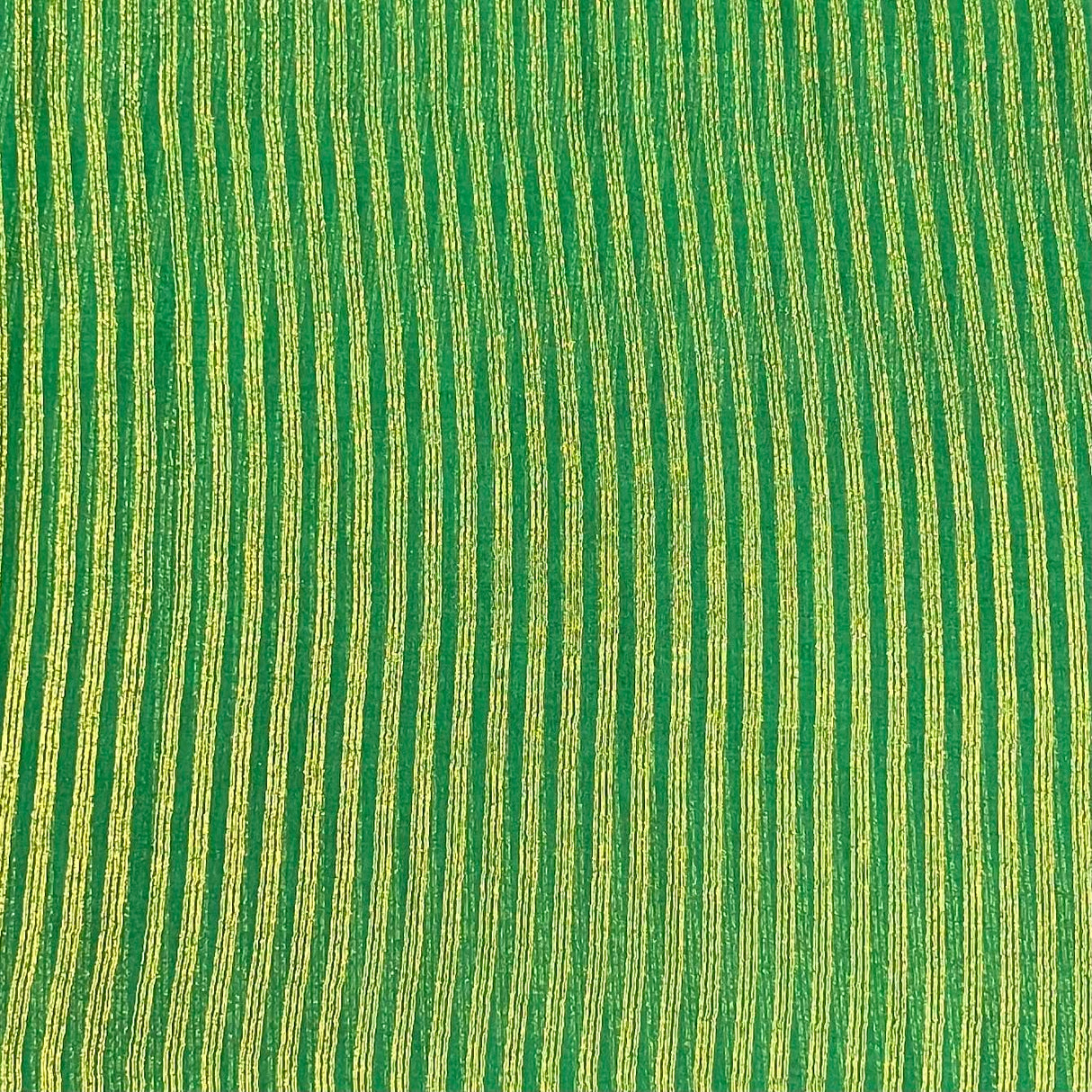 Pound A Metre 3 Metres Gold Foil Tissue Fabric – 45" Wide (Green Stripes)