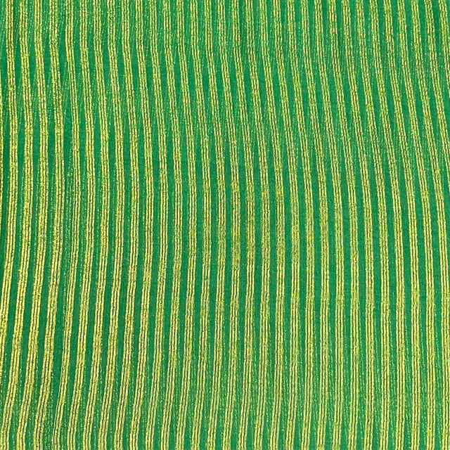 Pound A Metre 3 Metres Gold Foil Tissue Fabric – 45" Wide (Green Stripes)
