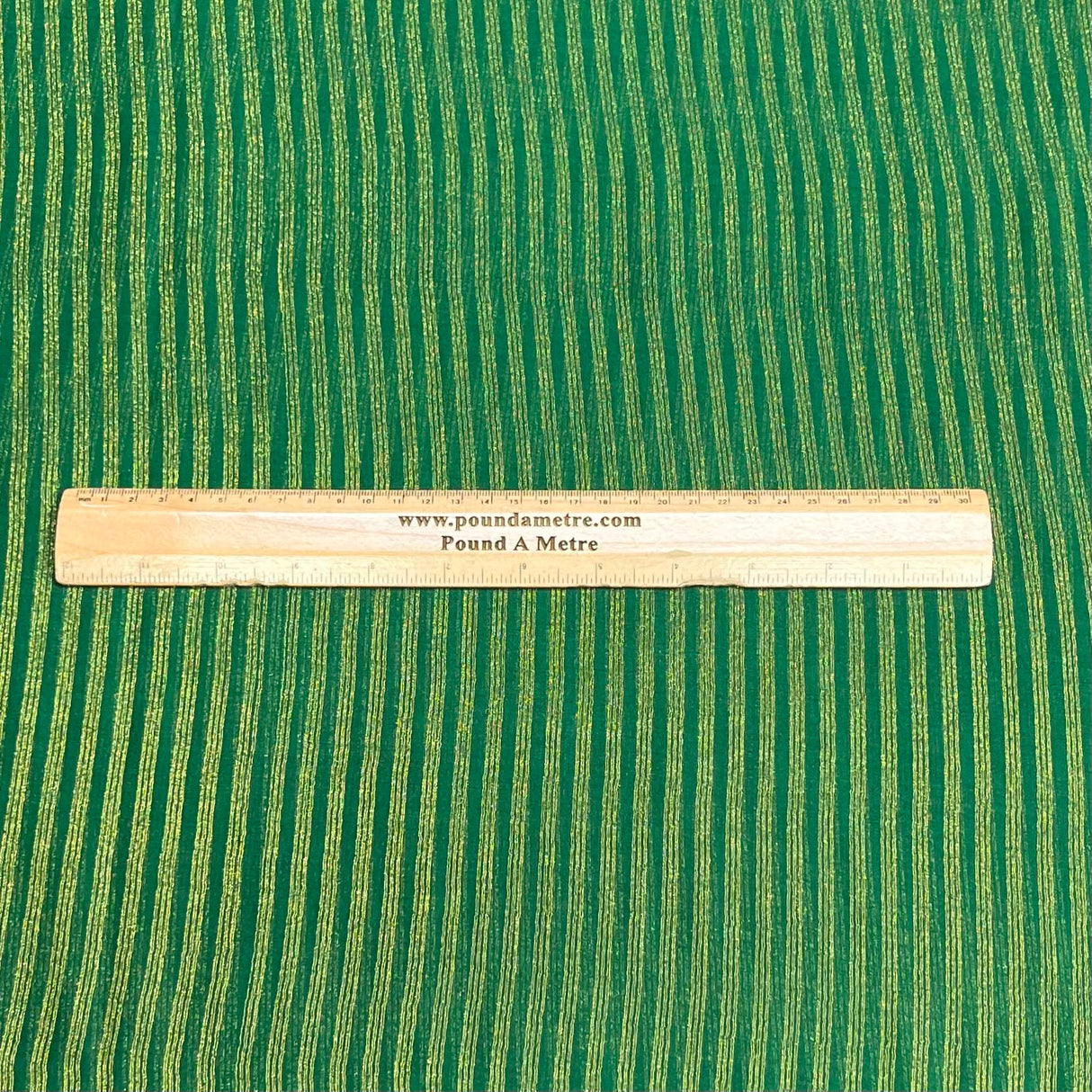 Pound A Metre 3 Metres Gold Foil Tissue Fabric – 45" Wide (Green Stripes)