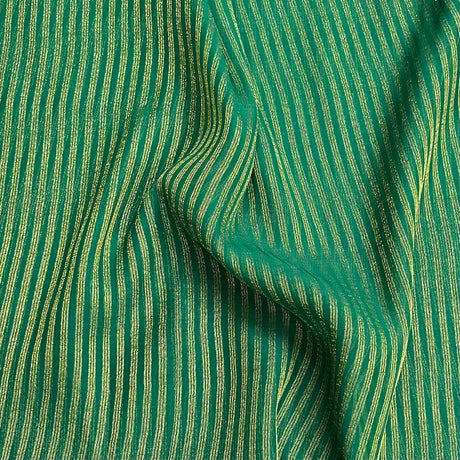 Pound A Metre 3 Metres Gold Foil Tissue Fabric – 45" Wide (Green Stripes)