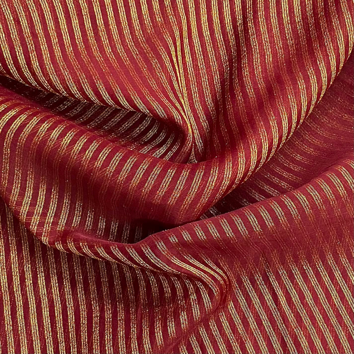 Pound A Metre 3 Metres Gold Foil Tissue Fabric – 45" Wide (Maroon Stripes)