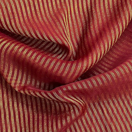Pound A Metre 3 Metres Gold Foil Tissue Fabric – 45" Wide (Maroon Stripes)