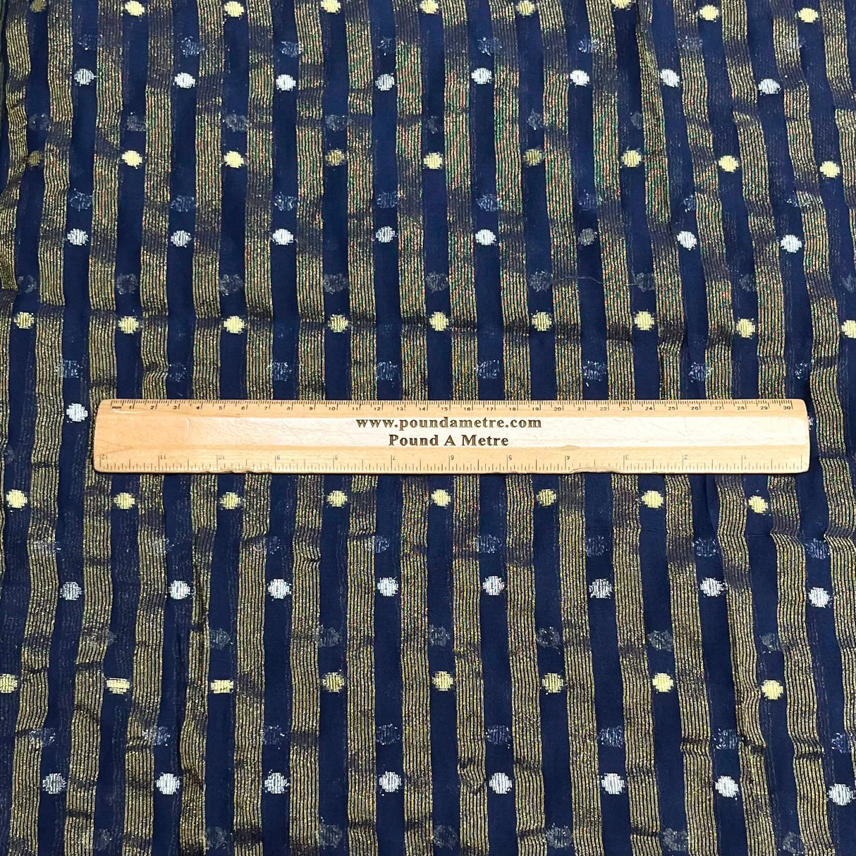 Pound A Metre 3 Metres Gold Foil Tissue Fabric – 45" Wide (Navy & Gold)