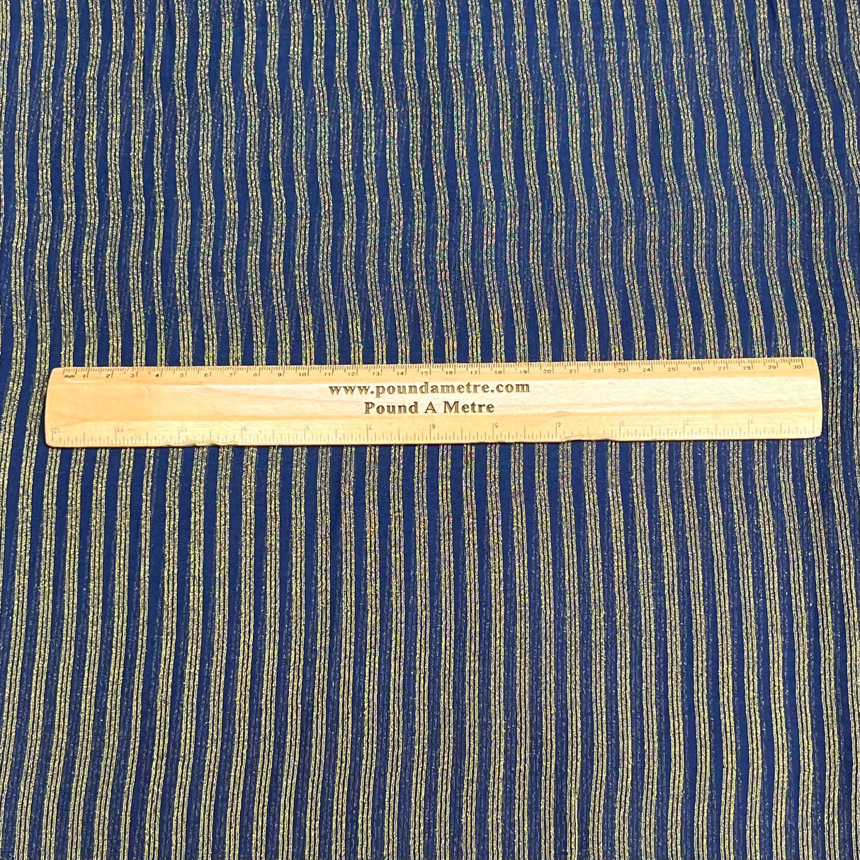 Pound A Metre 3 Metres Gold Foil Tissue Fabric – 45" Wide (Navy Stripes)