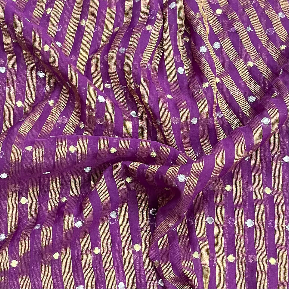 Pound A Metre 3 Metres Gold Foil Tissue Fabric – 45" Wide (Purple & Gold)