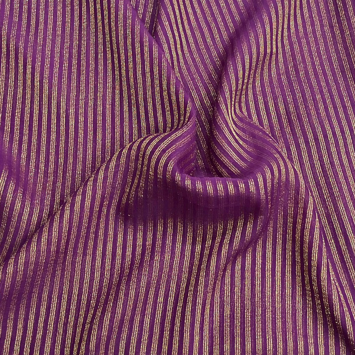 Pound A Metre 3 Metres Gold Foil Tissue Fabric – 45" Wide (Purple Stripes)