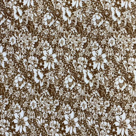 Pound A Metre 3 Metres Heavyweight Printed Jersey – 72" Wide- (Beige Flowers)