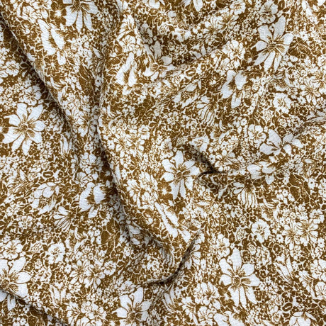 Pound A Metre 3 Metres Heavyweight Printed Jersey – 72" Wide- (Beige Flowers)