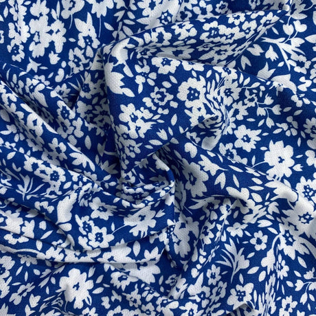 Pound A Metre 3 Metres Heavyweight Printed Jersey – 72" Wide- (Blue Flowers)