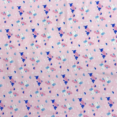 Pound A Metre 3 Metres High Quality Brushed Cotton - 45" Wide (Pink Dogs)