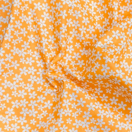 Pound A Metre 3 Metres – Luxurious Cotton Poplin – 63” Wide Fabric (Orange Floral)