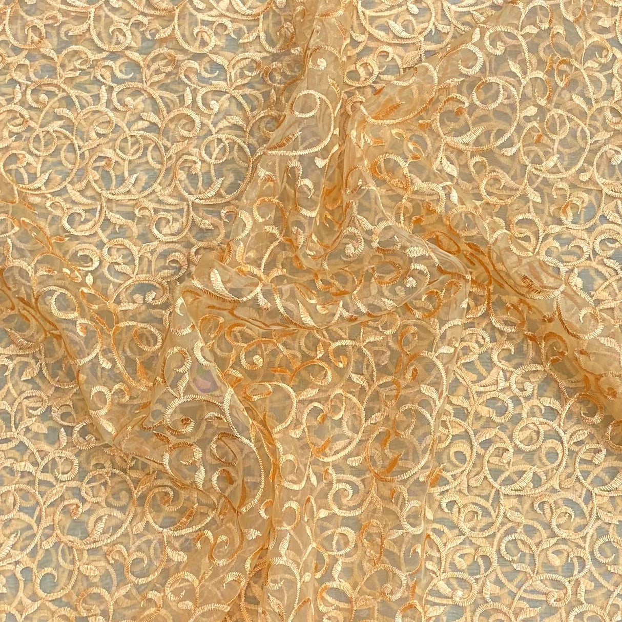 Pound A Metre 3 Metres Luxurious Embroidery Organza - 55 " Wide  (Gold)