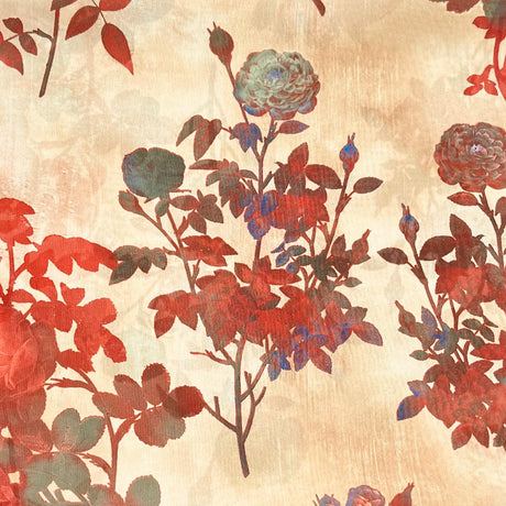 Pound A Metre 3 Metres Luxurious Printed Crepe - 55" Wide (Autumn Flowers)