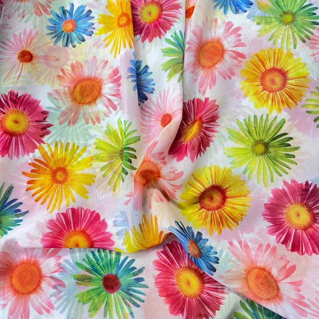 Pound A Metre 3 Metres Luxurious Printed Crepe - 55" Wide (Bright Flowers)