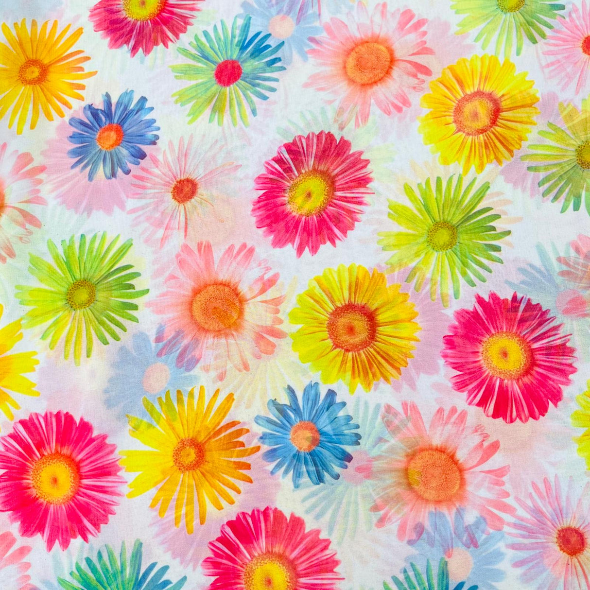 Pound A Metre 3 Metres Luxurious Printed Crepe - 55" Wide (Bright Flowers)