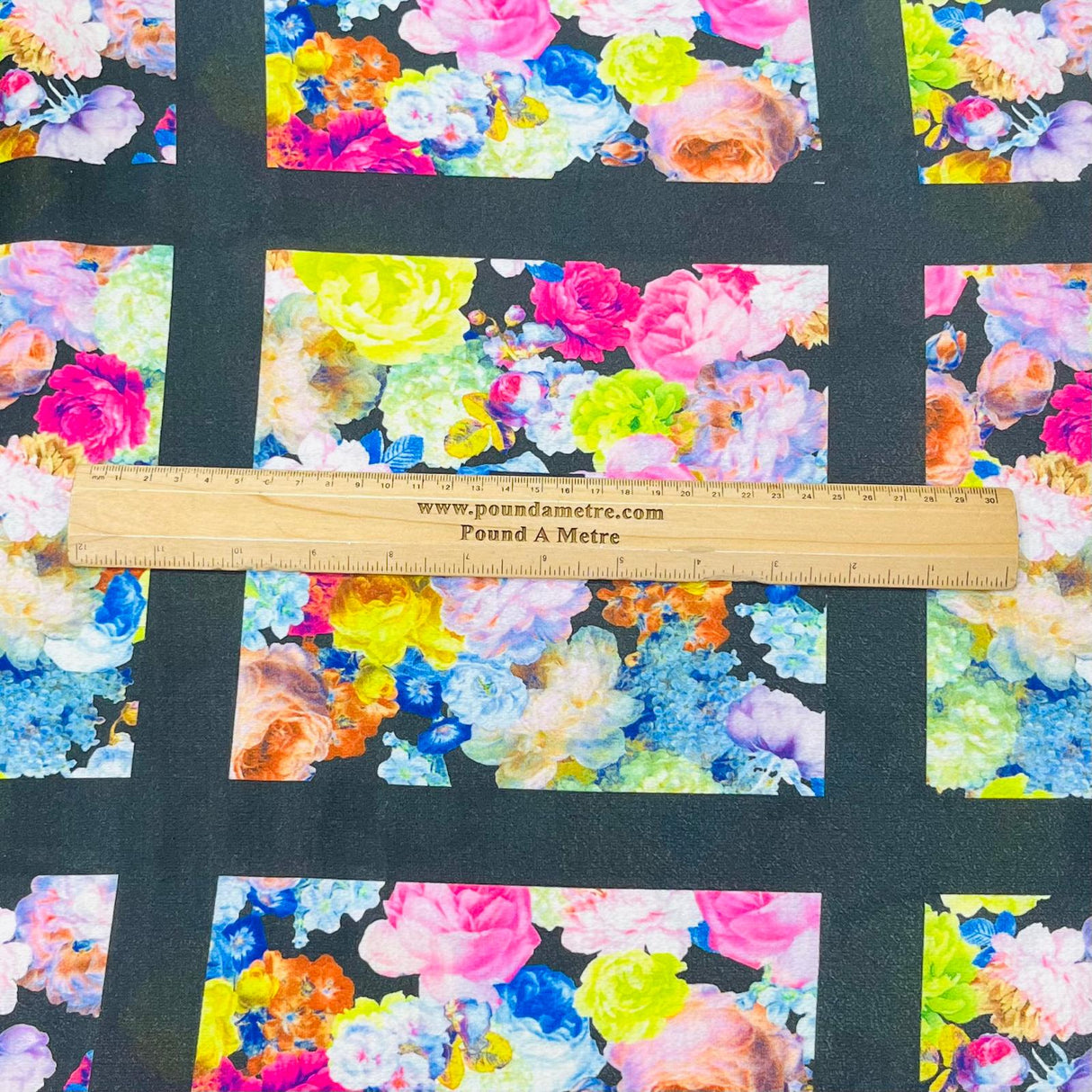 Pound A Metre 3 Metres Luxurious Printed Crepe - 55" Wide (Flower Panel)
