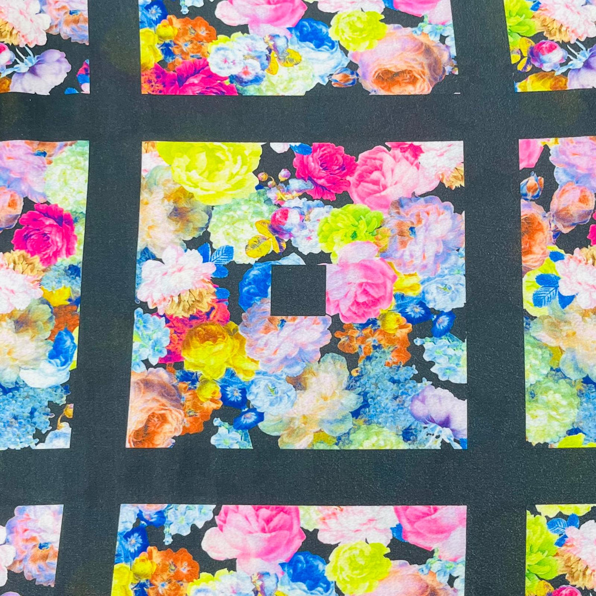 Pound A Metre 3 Metres Luxurious Printed Crepe - 55" Wide (Flower Panel)