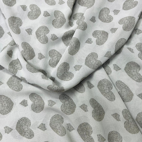 Pound A Metre 3 Metres Luxurious Printed Crepe - 55" Wide (Heart)