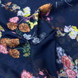 Pound A Metre 3 Metres Luxurious Printed Crepe - 55" Wide (Navy Flowers)