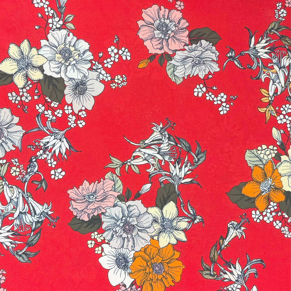 Pound A Metre 3 Metres Luxurious Printed Crepe - 55" Wide (Red Breeze)