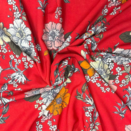 Pound A Metre 3 Metres Luxurious Printed Crepe - 55" Wide (Red Breeze)